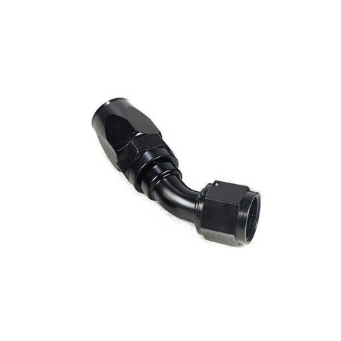 '-10AN Black Anodized Finish Swivel 45 Degree Hose End for Braided Line by System1 Designs - Modern Automotive Performance
