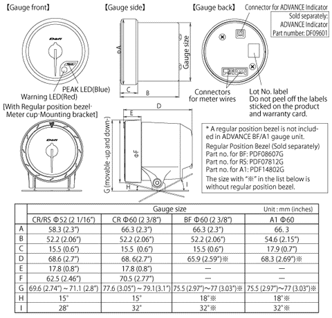 Defi ADVANCE A1 60mm Oil Temp Gauge 50-150 Deg C (DF15201)