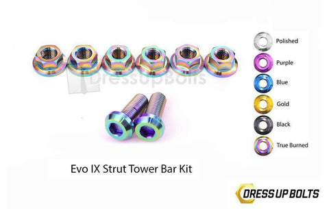 Dress Up Bolts Titanium Strut Tower Bar Kit | 2006 Mitsubishi Evo 9 (MIT-012-Ti)