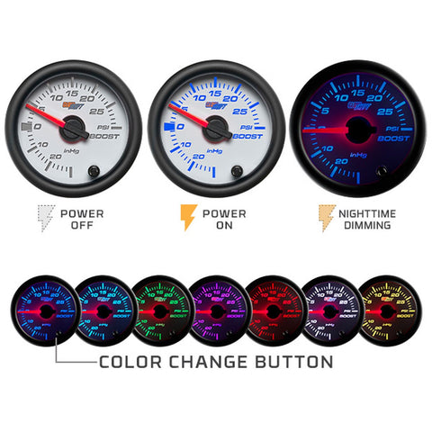 GlowShift White 7 Color Dual Needle Air Pressure Gauge (GS-W713-DN)