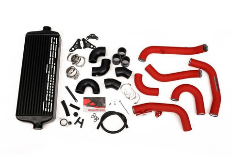 GrimmSpeed Black Front Mount Intercooler Kit w/ Red Piping | 2015-2021 Subaru STI (090258)