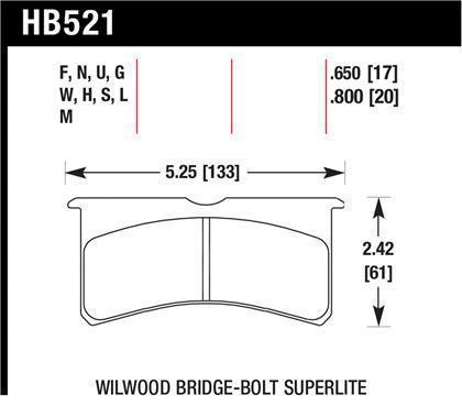 Hawk DTC-60 Rear Brake Pads | Wilwood Bridge-Bolt Superlite Calipers (HB521G.800)