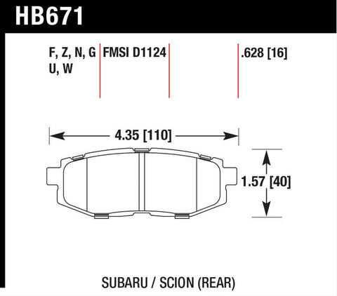 Hawk Performance Ceramic Brake Pads - Rear | 2010-2014 SUBARU LEGACY (HB671Z.628)
