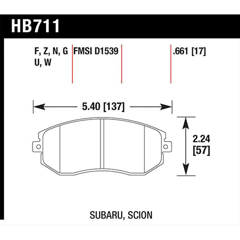 Hawk Performance Ceramic Front Brake Pads | 2022 Subaru BRZ/Toyota GR86 and 2013-2021 Subaru BRZ/Scion FR-S/Toyota 86 (HB711Z.661)