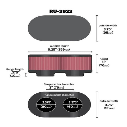 Universal Rubber Filter by K&N (RU-2922)