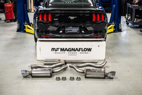Magnaflow Cat Back, SS, 2.5in, Street, Dual Split Polished 4.5in Tips | 2015+ Ford Mustang Ecoboost (19097) - Modern Automotive Performance
 - 3