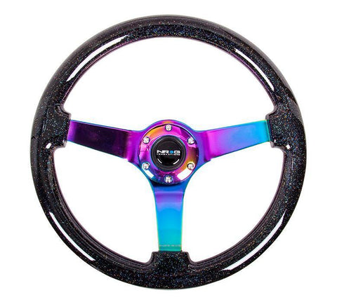 NRG Black Sparkle Steering Wheel w/ Neochrome Center (RST-036BSB-MC)