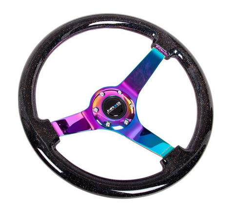 NRG Black Sparkle Steering Wheel w/ Neochrome Center (RST-036BSB-MC)