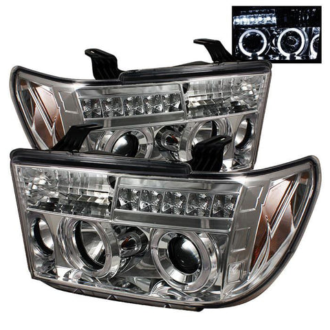 Spyder Auto Toyota Tundra 07-13 / Toyota Sequoia 08-13 Projector Headlights - LED Halo - LED ( Replaceable LEDs ) - Chrome - High H1 (Included) - Low H1 (Included) - Modern Automotive Performance
