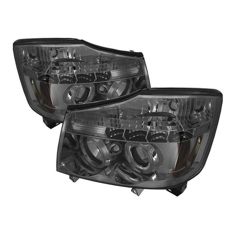 Spyder Auto  Nissan Titan 04-14 / Nissan Armada 04-07 Projector Headlights - LED Halo - LED ( Replaceable LEDs ) - Smoke - High H1 (Included) - Low 9006 (Not Included) - Modern Automotive Performance
