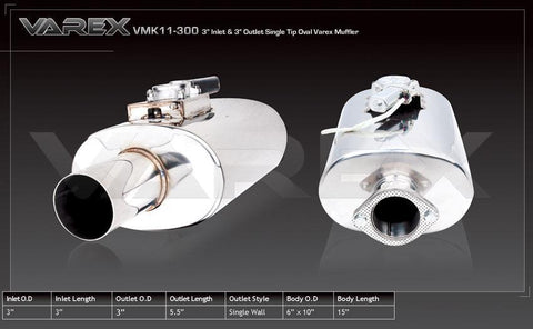 VAREX Universal Oval Muffler 3" Inlet / 3" Tip (VMK11-300)