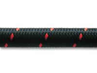 10ft Roll of Black Red Nylon Braid Flex Hose; AN Size: -12; Hose ID: 0.68" by Vibrant Performance - Modern Automotive Performance
