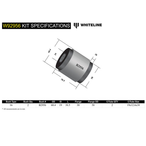 Whiteline Rear Differential Mount Inserts | 2003-2006 Mitsubishi Evo 8/9 (W92956)