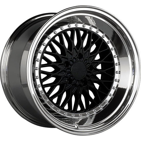XXR Model 576 5x112 18" Wheels in Black with a Platinum Chrome Lip