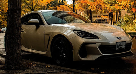 subaru brz parked on street