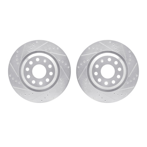 R1 Concepts Front & Rear Drilled & Slotted Silver Brake Rotor Set | 2015-2019 VW Golf R (WGPN2-73073)