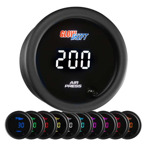 GlowShift Black 10 Color Digital Air Pressure Gauge (GS-TCD13)