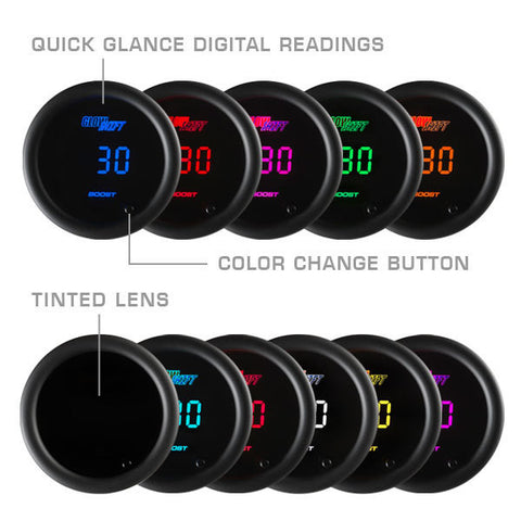 GlowShift Black 10 Color Digital Air Pressure Gauge (GS-TCD13)