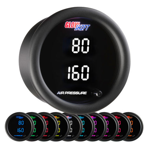 GlowShift Black 10 Color Digital Air Pressure Gauge (GS-TCD13)