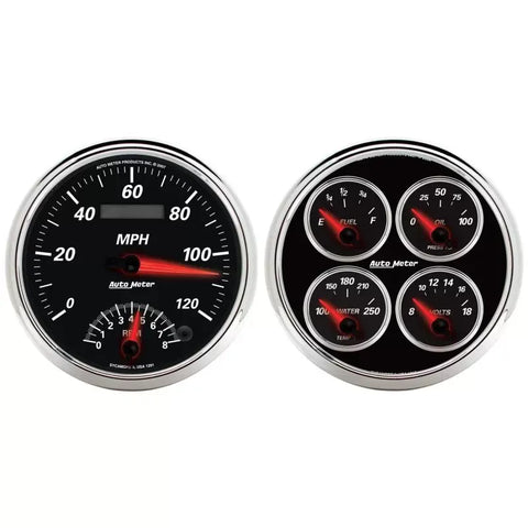 Autometer 5" 240-33 Ω Quad & Speedometer 2-Piece Gauge Kit Designer Black II | Universal (1204)