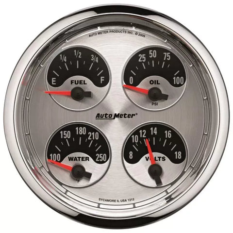 Autometer 5" 100 PSI/100-250 °F/8-18V/240-33 Ω Quad Gauge American Muscle | Universal (1212)