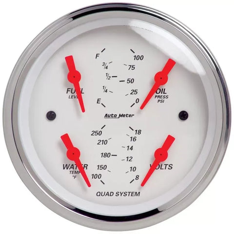 Autometer 3-3/8" 100 PSI/100-250 °F/8-18V/240-33 Ω Quad Gauge Arctic White | Universal (1312)