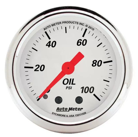 Autometer 2-1/16" 0-100 PSI Oil Pressure Gauge Arctic White | Universal (1321)
