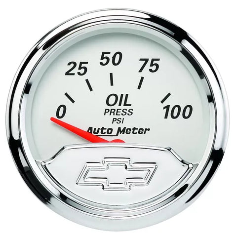 Autometer 2-1/16" 0-100 PSI Oil Pressure Gauge CHEVY VINTAGE | Universal (1327-00408)