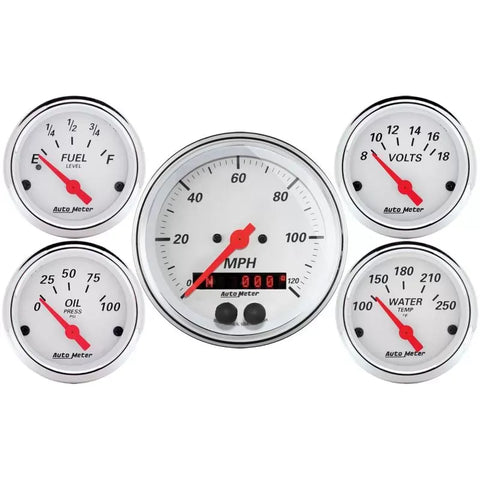 Autometer 3-3/8" & 2-1/16" GPS SPEEDOMETER 5-Piece Gauge Kit Arctic White | Universal (1350)