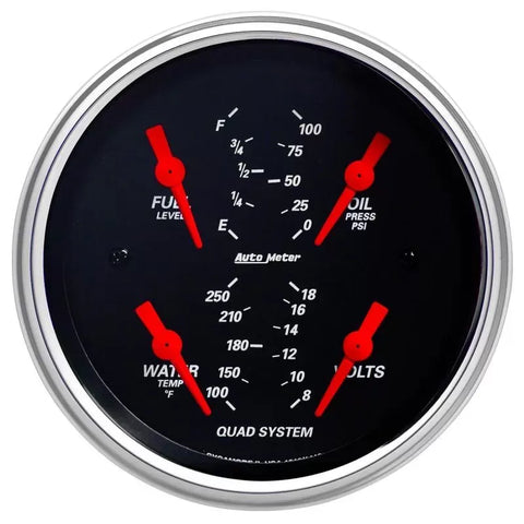 Autometer 3-3/8" 100 PSI/100-250 °F/8-18V/240-33 Ω Quad Gauge Designer Black | Universal (1412)