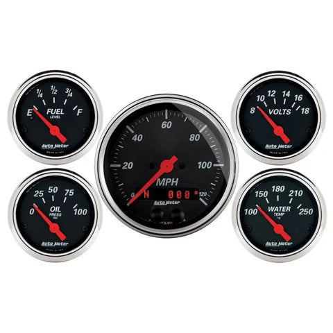 Autometer 3-3/8" & 2-1/16" GPS SPEEDOMETER 5-Piece Gauge Kit Designer Black | Universal (1450)