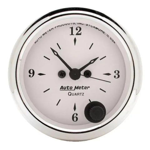 Autometer 2-1/16" 12-Hour Clock Gauge Old Tyme White | Universal (1686)