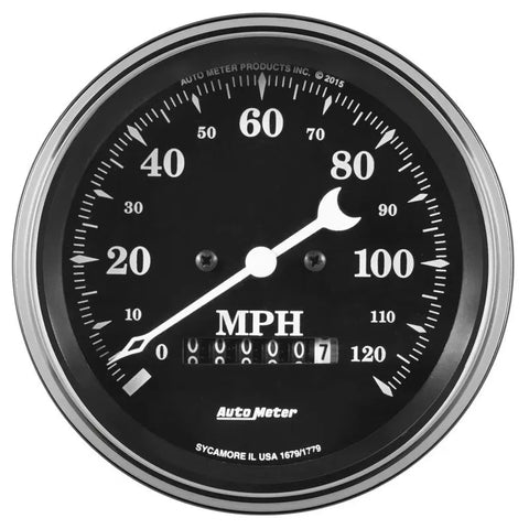 Autometer 3-3/8" 0-120 MPH Electric PROG. W/ WHEEL ODO Speedometer Gauge Old Tyme Black | Universal (1779)