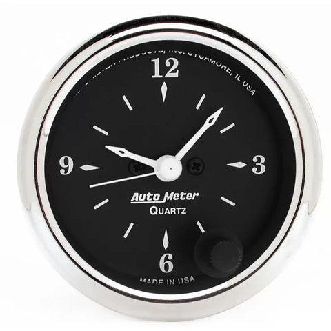 Autometer 2-1/16" 12-Hour Clock Gauge Old Tyme Black | Universal (1785)