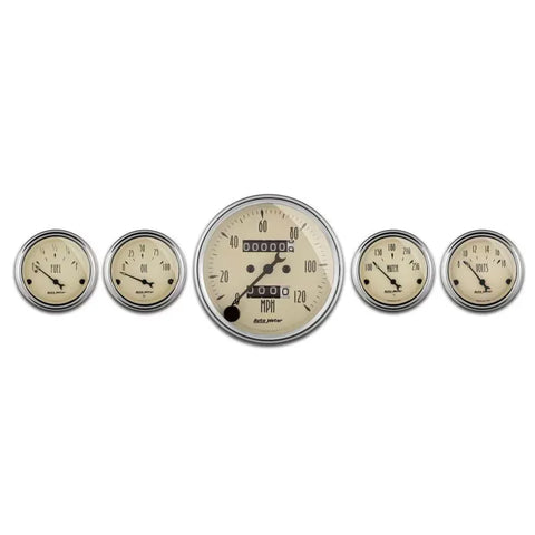 Autometer 3-1/8" & 2-1/16" Mechanical Speedometer 5-Piece Gauge Kit Antique Beige | Universal (1808)