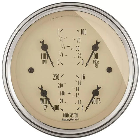 Autometer 3-3/8" 100 PSI/100-250 °F/8-18V/240-33 Ω Quad Gauge Antique Beige | Universal (1812)