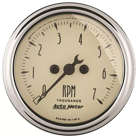 Autometer 2-1/16" 0-7000 RPM Tachometer Gauge Antique Beige | Universal (1897)