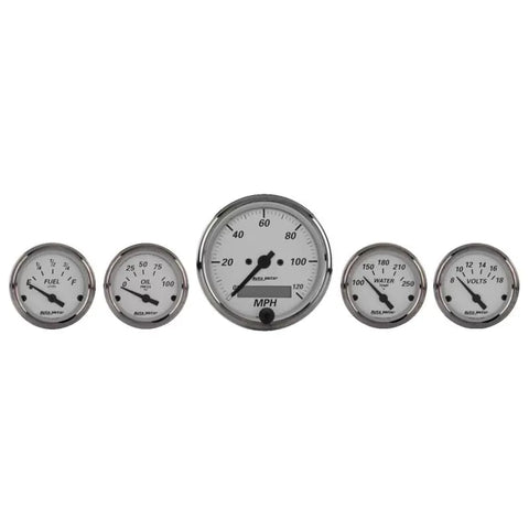 Autometer 3-1/8" & 2-1/16" Electric Speedometer 5-Piece Gauge Kit American Platinum | Universal (1902)