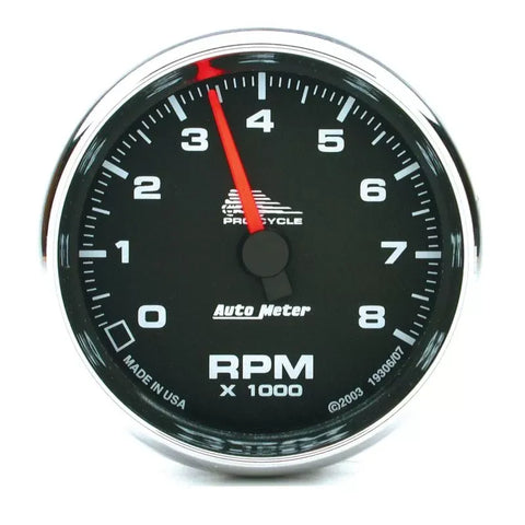 Autometer 2-5/8" 0-8000 RPM PRO-CYCLE Tachometer Gauge Black | Universal (19306)