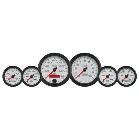 Autometer 160 MPH/0-10000 RPM/100 PSI/140-280 °F/8-18V/280ΩE-0ΩF PRO-CYCLE 6-Piece Gauge Kit White | Universal (19501)
