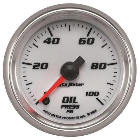 Autometer 2-1/16" 0-100 PSI PRO-CYCLE Oil Pressure Gauge White | Universal (19752)
