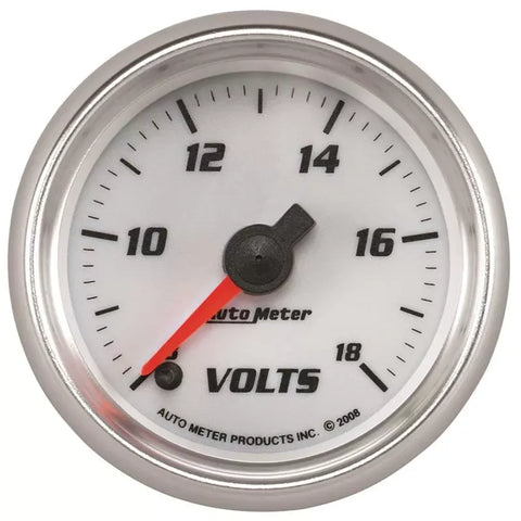 Autometer 2-1/16" 8-18V PRO-CYCLE Voltmeter Gauge White | Universal (19792)