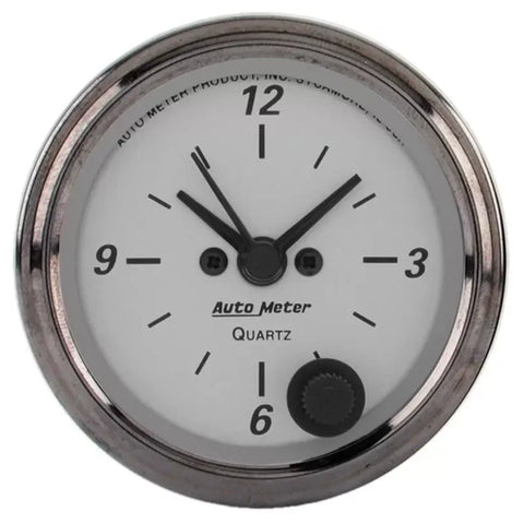 Autometer 2-1/16" 12-Hour Clock Gauge American Platinum | Universal (1986)