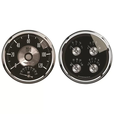 Autometer 5" 240-33 Ω Quad & Tachometer/Speedo 2-Piece Gauge Kit Prestige Black. Diamond | Universal (2005)
