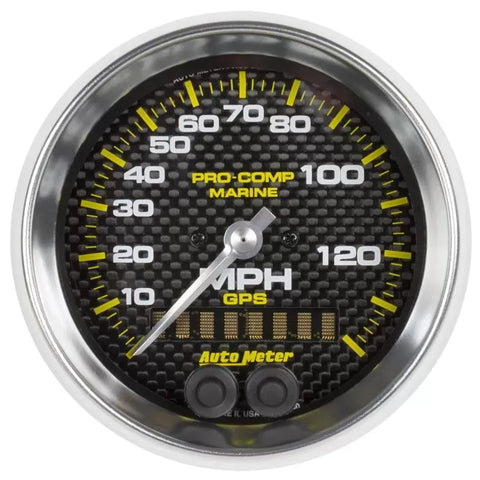 Autometer 3-3/8" 0-140 MPH Speedometer Gauge Marine Carbon Fiber | Universal (200638-40)