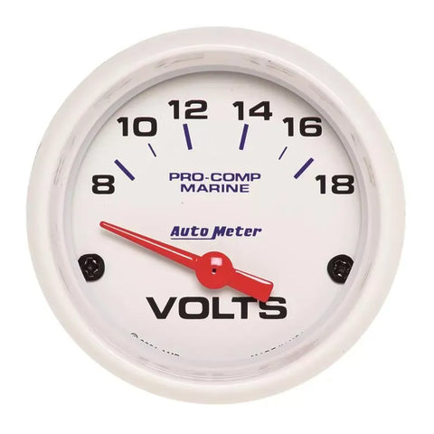 Autometer 2-1/16" 8-18V Voltmeter Gauge Marine White | Universal (200756)
