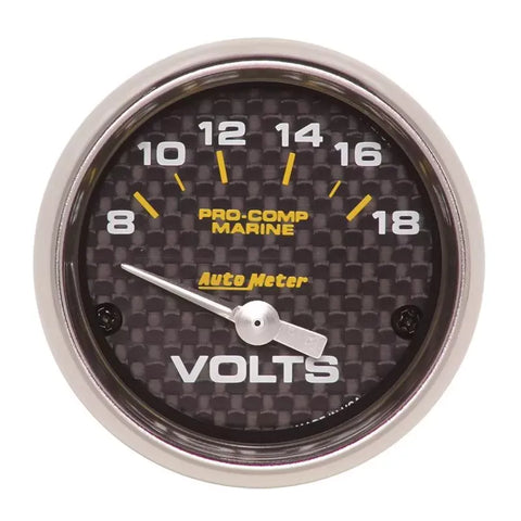 Autometer 2-1/16" 8-18V Voltmeter Gauge Marine Carbon Fiber | Universal (200756-40)
