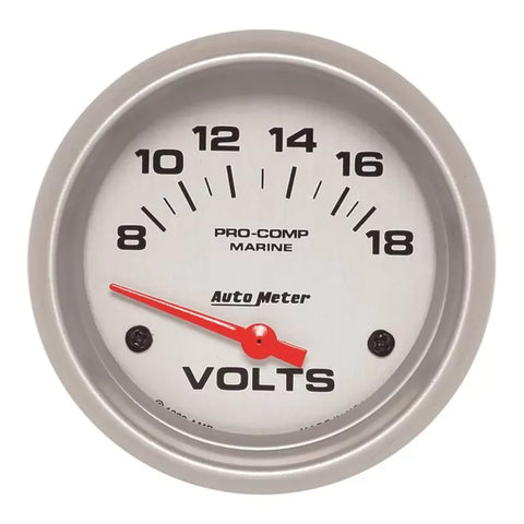 Autometer 2-5/8" 8-18V Voltmeter Gauge Marine Silver ULTRA-LITE | Universal (200757-33)