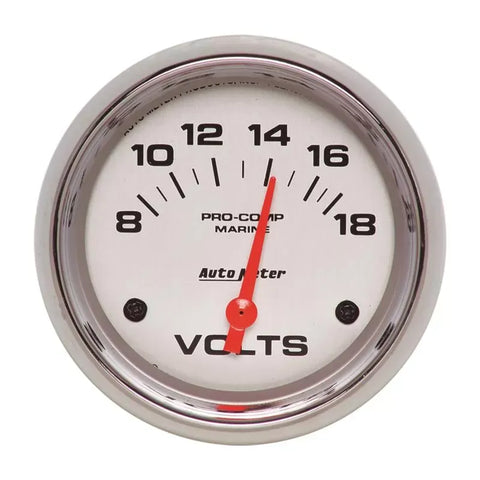 Autometer 2-5/8" 8-18V Voltmeter Gauge Marine Chrome ULTRA-LITE | Universal (200757-35)