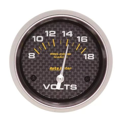 Autometer 2-5/8" 8-18V Voltmeter Gauge Marine Carbon Fiber | Universal (200757-40)